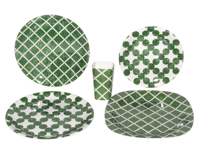 Washed Dots Design Melamine Plates, Tumblers