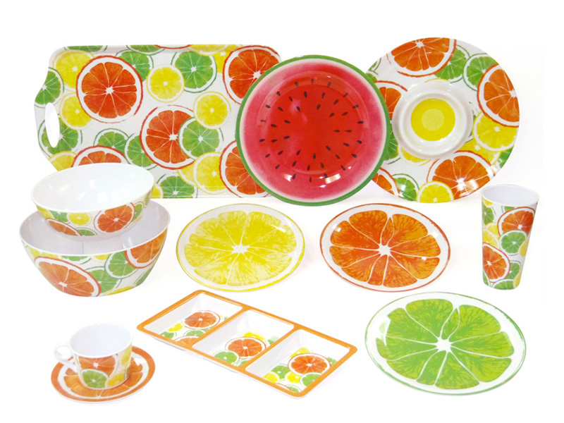 Mix & Match Citrus Design Plates, Salad Bowls, Cups & Saucers