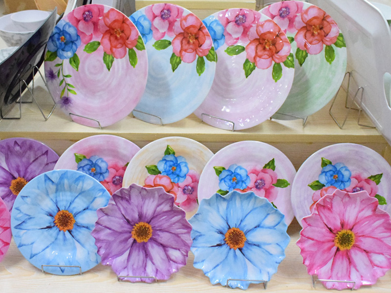 Hand Paint Floral Design Melamine Plates