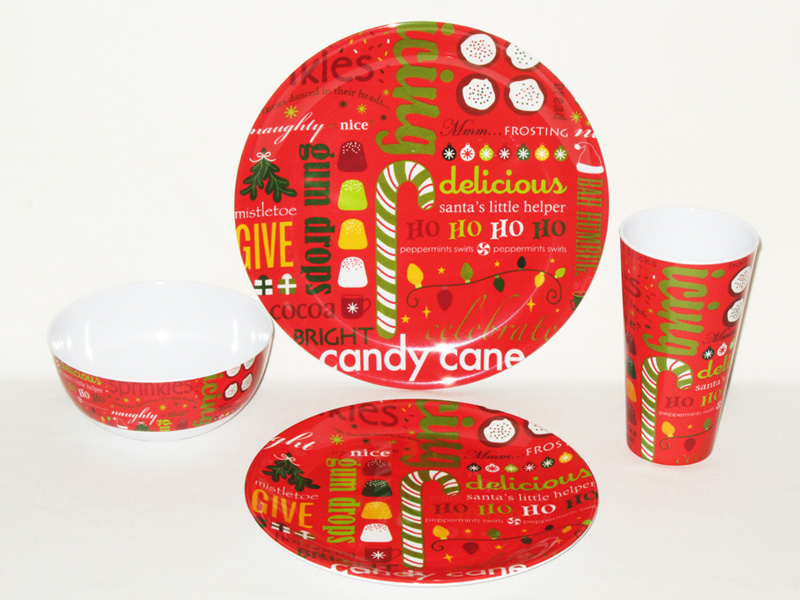 Red Gum Drops Design Melamine Plates, Bowls, Tumblers